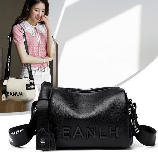 Leather Letter Korean Fashion Broadband Underarm Toe Cover Women's Messenger Bag