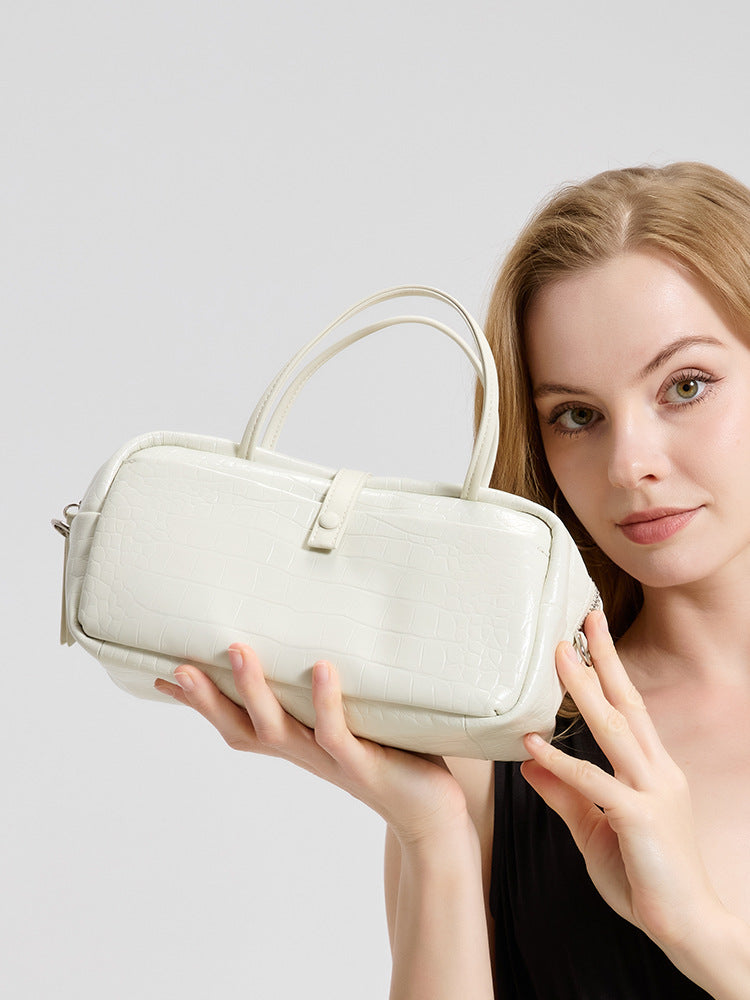First Layer Crocodile Pattern Cowhide Hand-held Genuine Bags