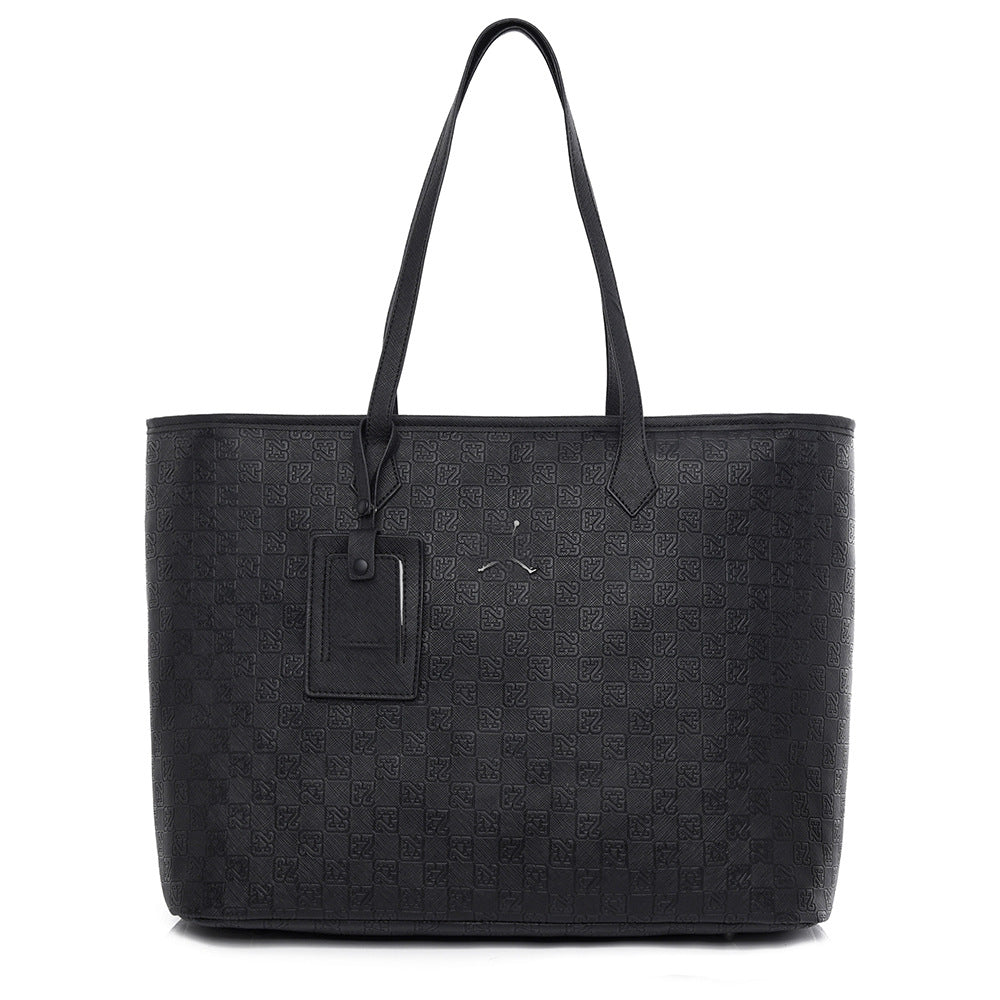 Fashion Large Capacity Plaid Leisure Commute Black Fashionable Retro Tote Bags