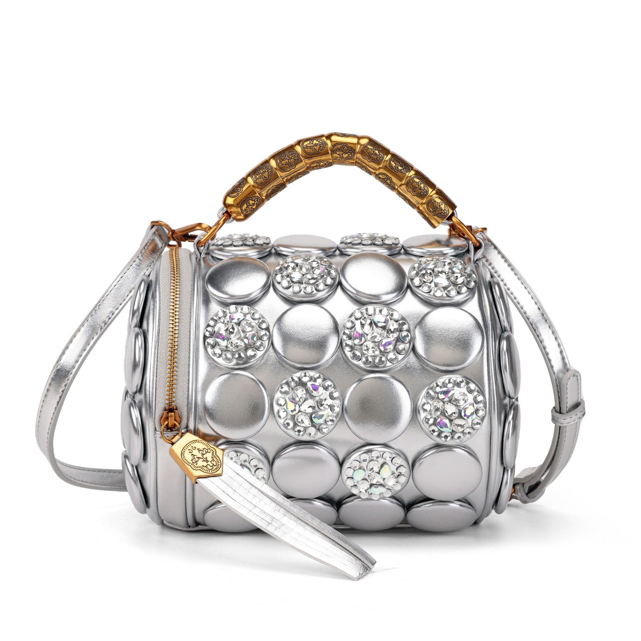 Women's High Quality Diamond Rivet Button Round Women's Handbag