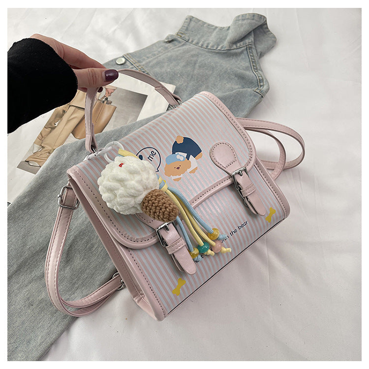 Women's Korean Artsy Cute Cartoon Bear Versatile Preppy Women's Backpack