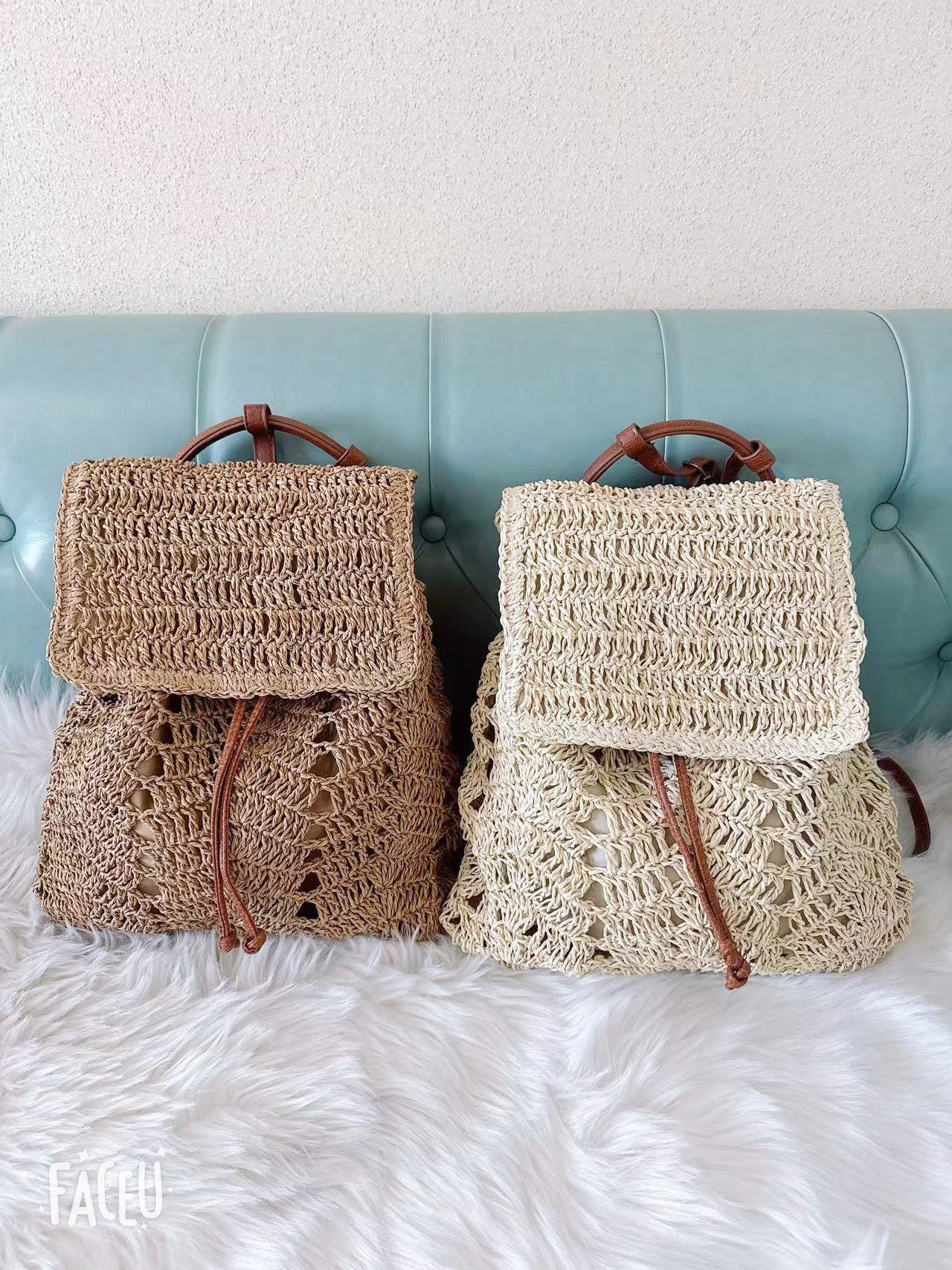 Fashion Woven Straw Female Niche Large Women's Backpack