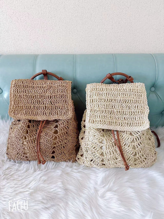 Fashion Woven Straw Female Niche Large Women's Backpack