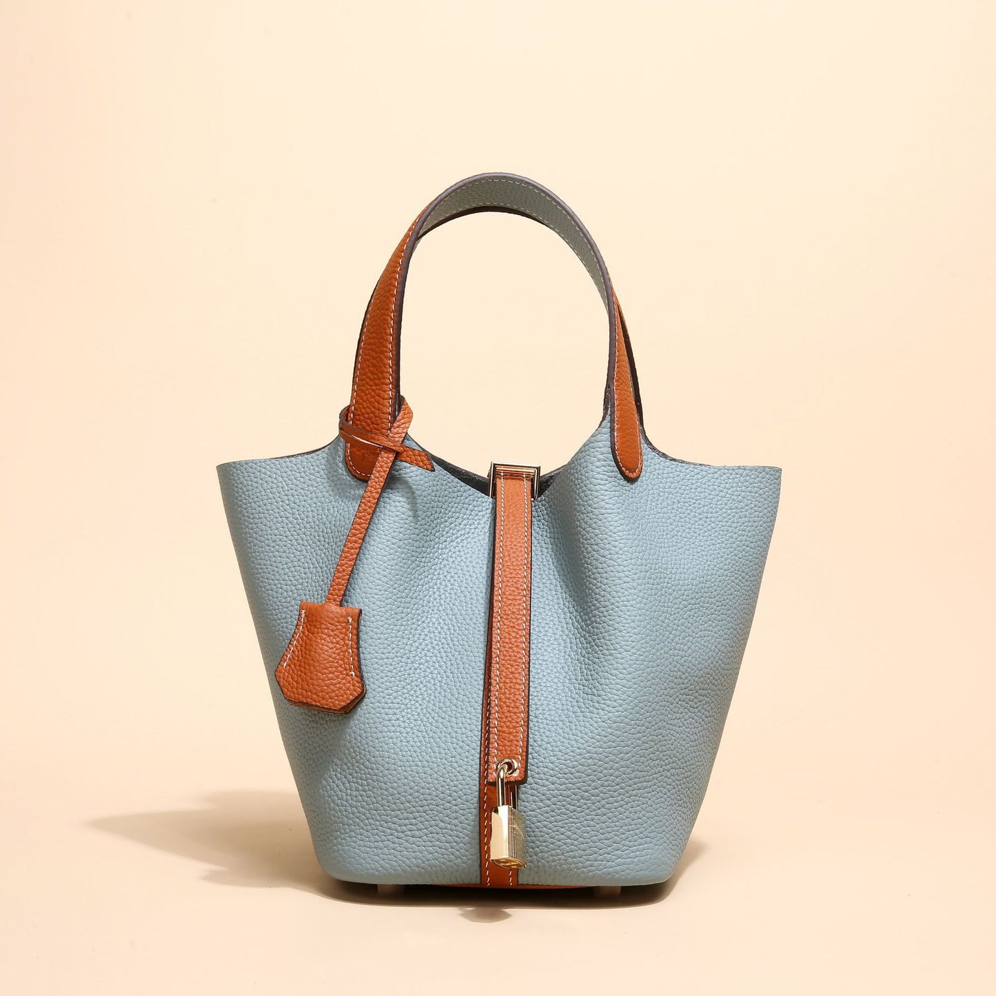 Vegetable Large Genuine Leather Hand Commuter Bucket Bag