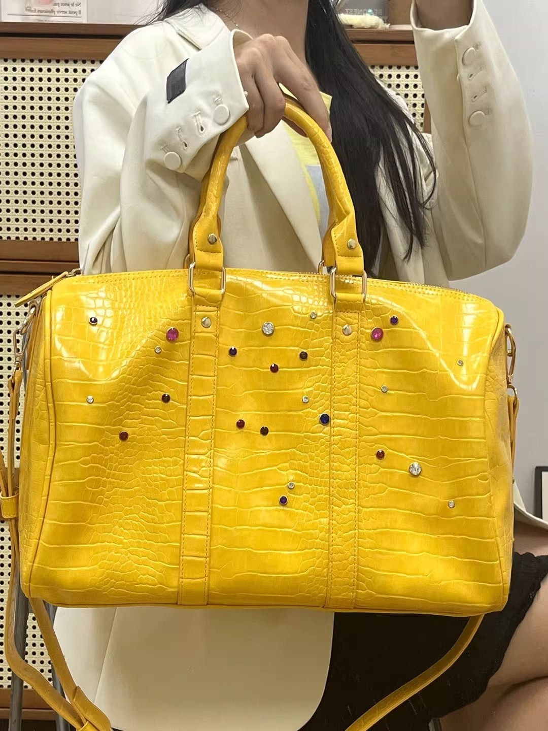 Women's & Men's Portable Large Capacity Crocodile Pattern Colorful Women's Handbag