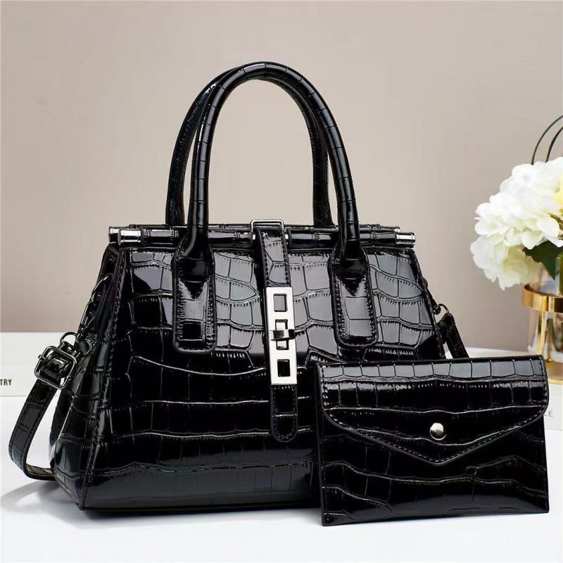 Versatile Two-piece Alligator Print Graceful Fashion Women's Handbag