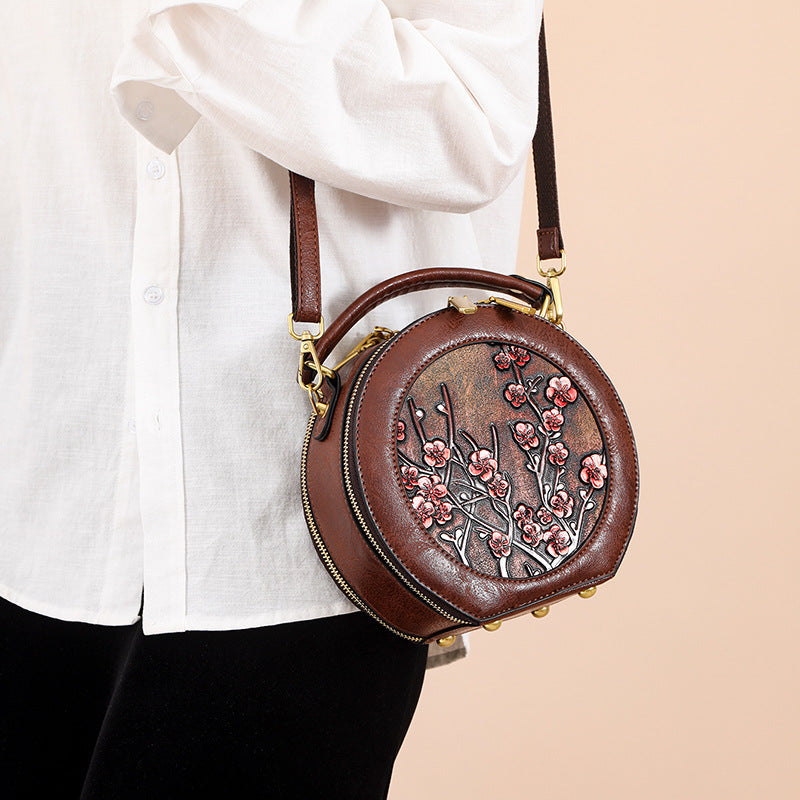 Women's Style Lotus Textured Commuter Clutch National Embossed Women's Shoulder Bag
