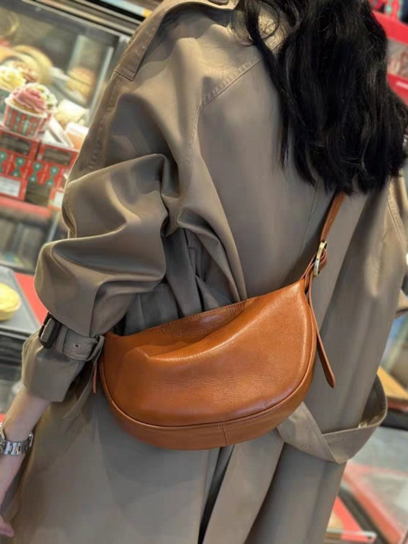 Women's Genuine Leather Fashion Underarm Dumpling Retro Commuter Female Bucket Bag