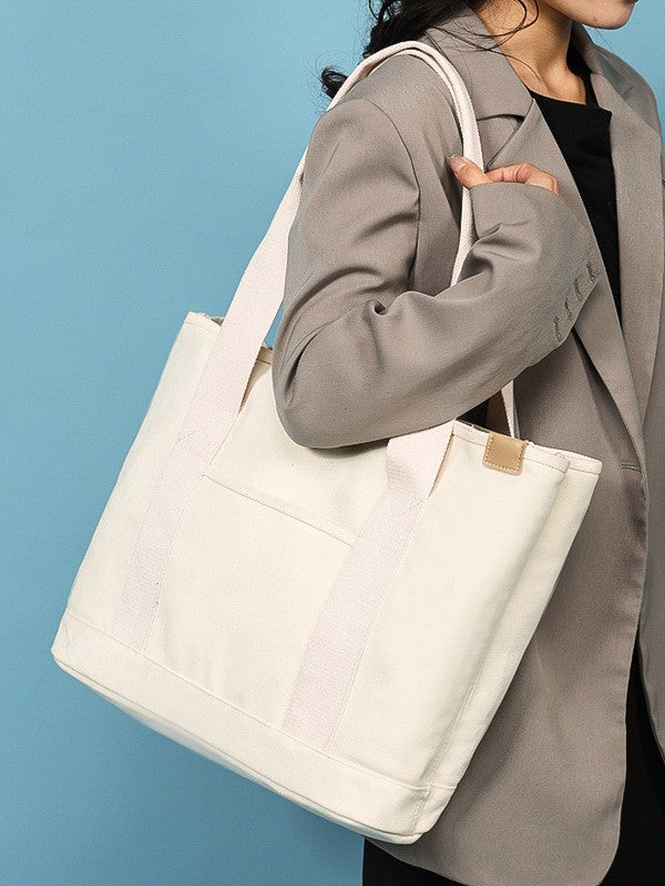Book Holding Canvas Female Large Capacity Commuter Simple Solid Tote Bag