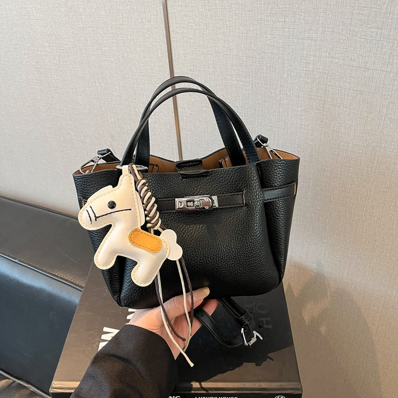 Simple Niche Solid Color Design Advanced Sweet Western Style Trendy Bucket Bag