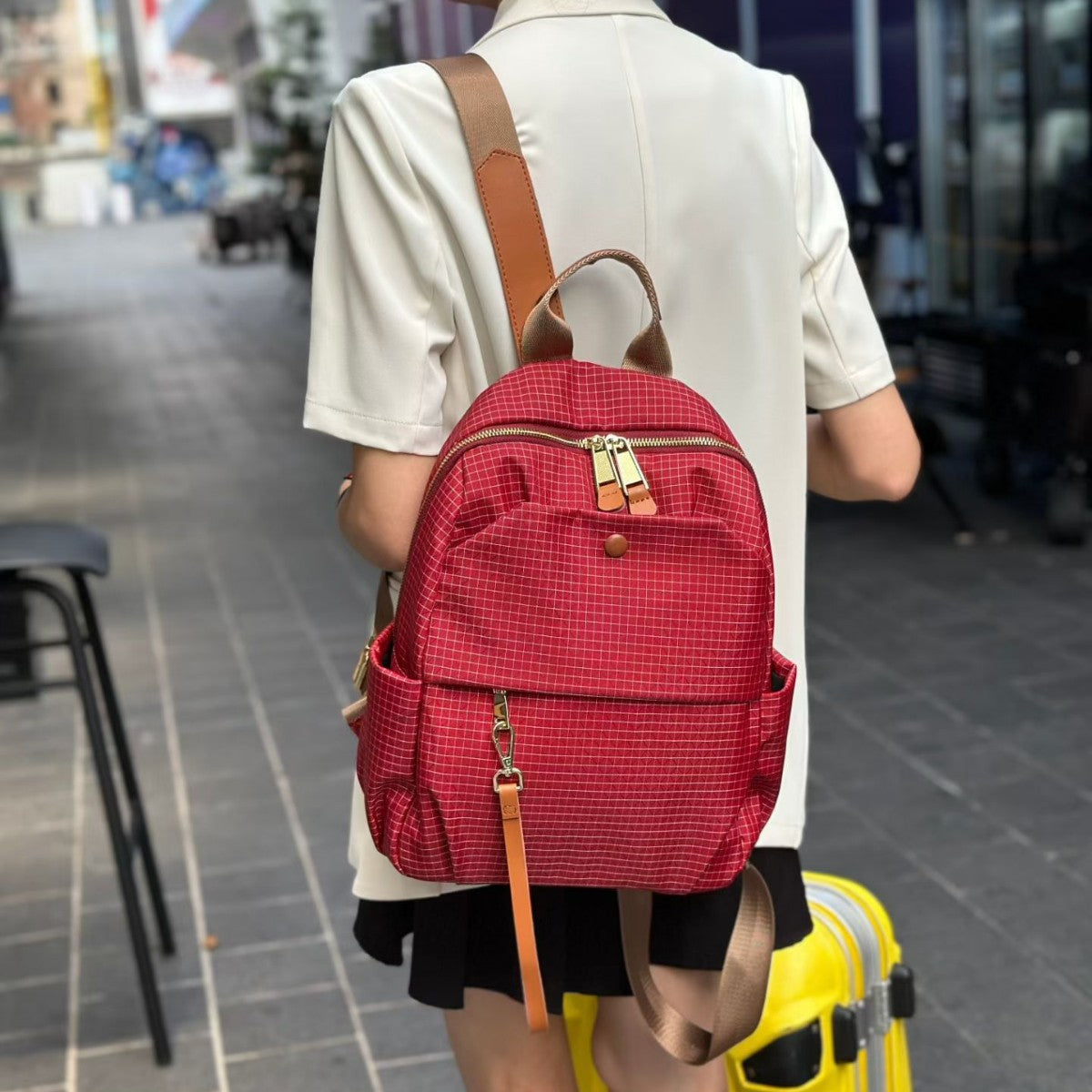 Women's Lightweight Waterproof Plaid Nylon Simple Minority Women's Backpack