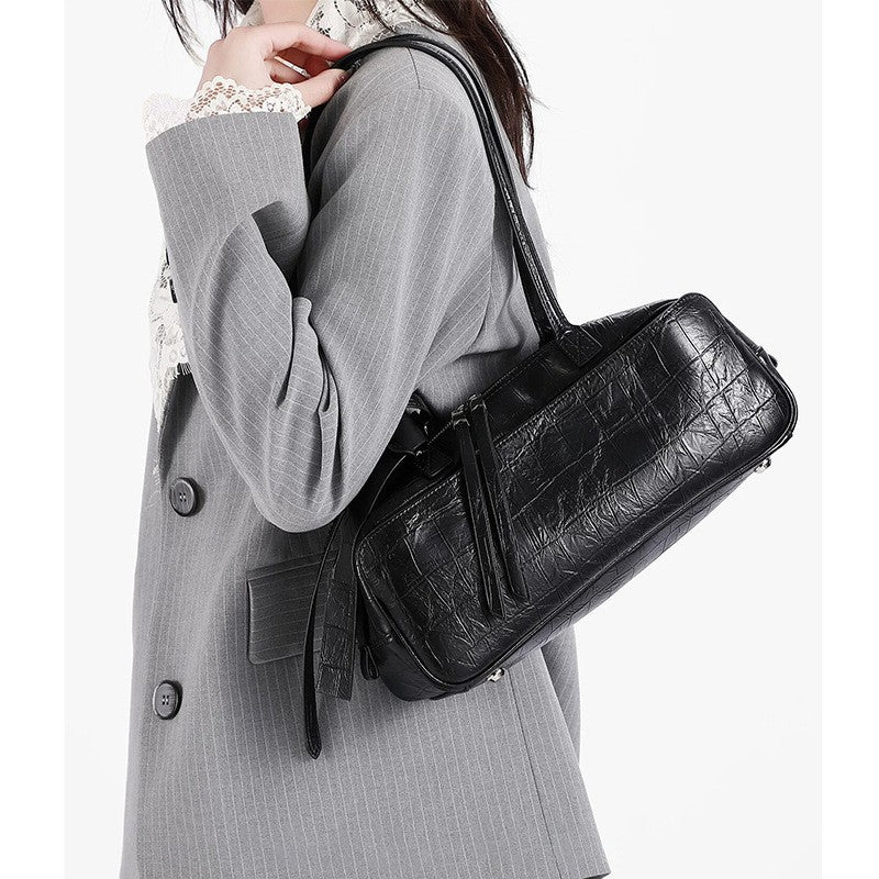 Bowling Loose Feeling Genuine Leather Soft Underarm Bag