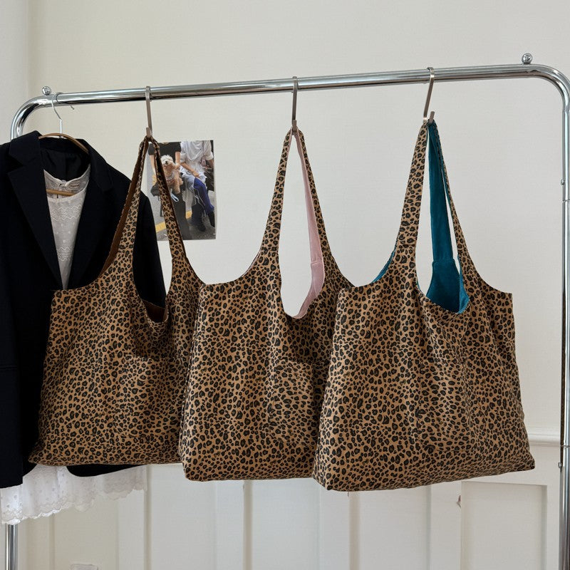 Women's Autumn Leopard Print Pink Duplex Printing Women's Shoulder Bag