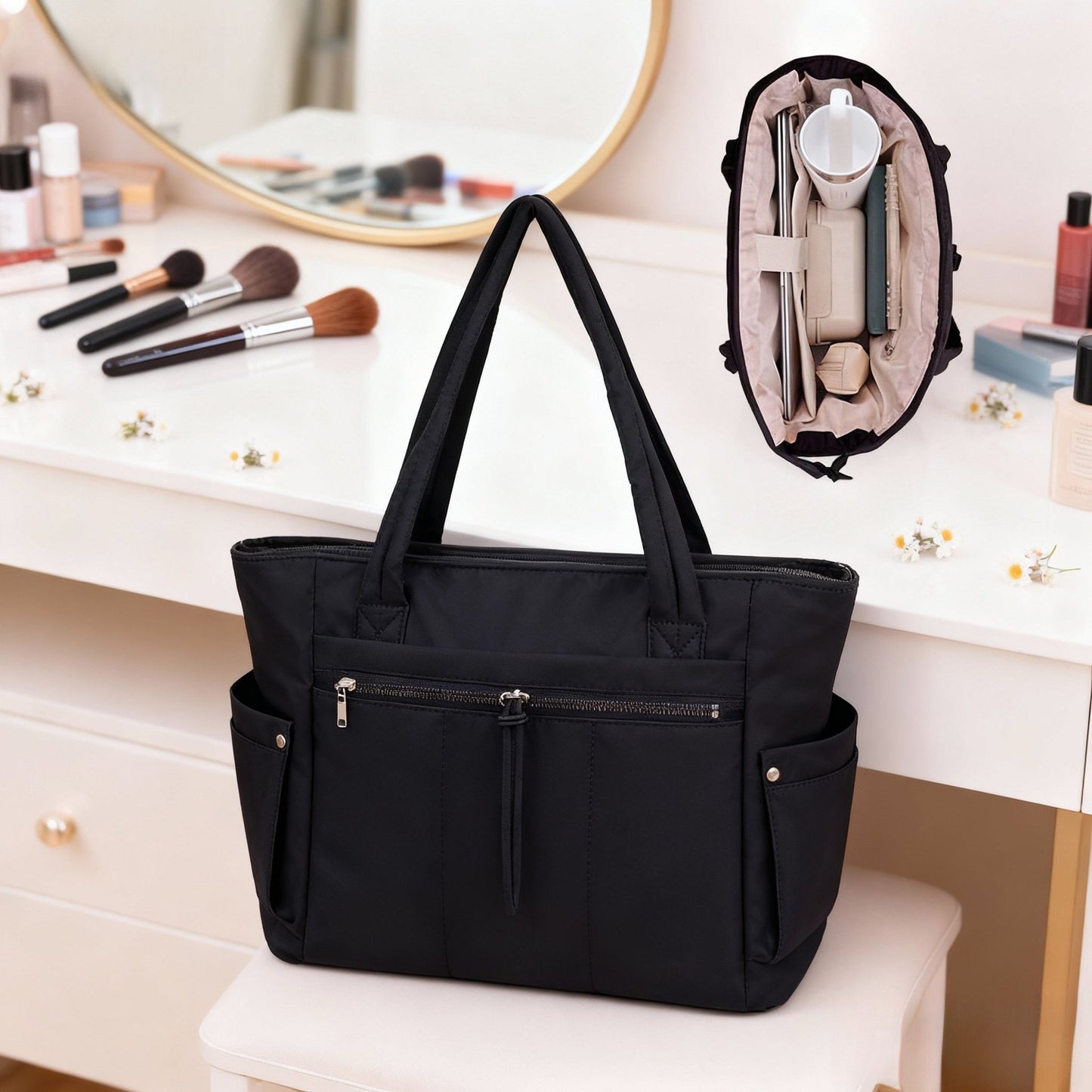 Bow Yoga Winter Embroidery Thread Plaid Tote Bags
