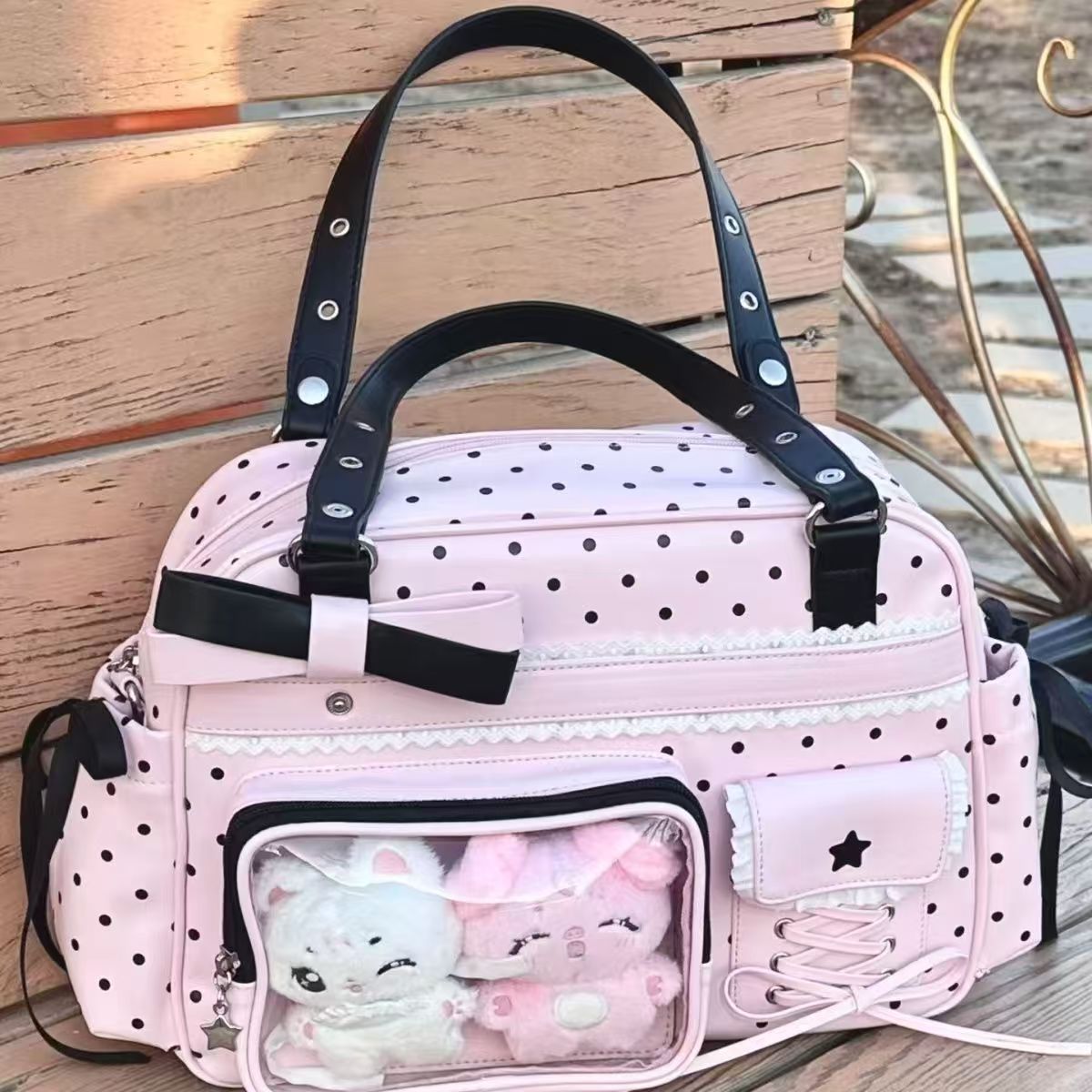 Hidden Light Cartoon Commuter Double Star Women's Backpack