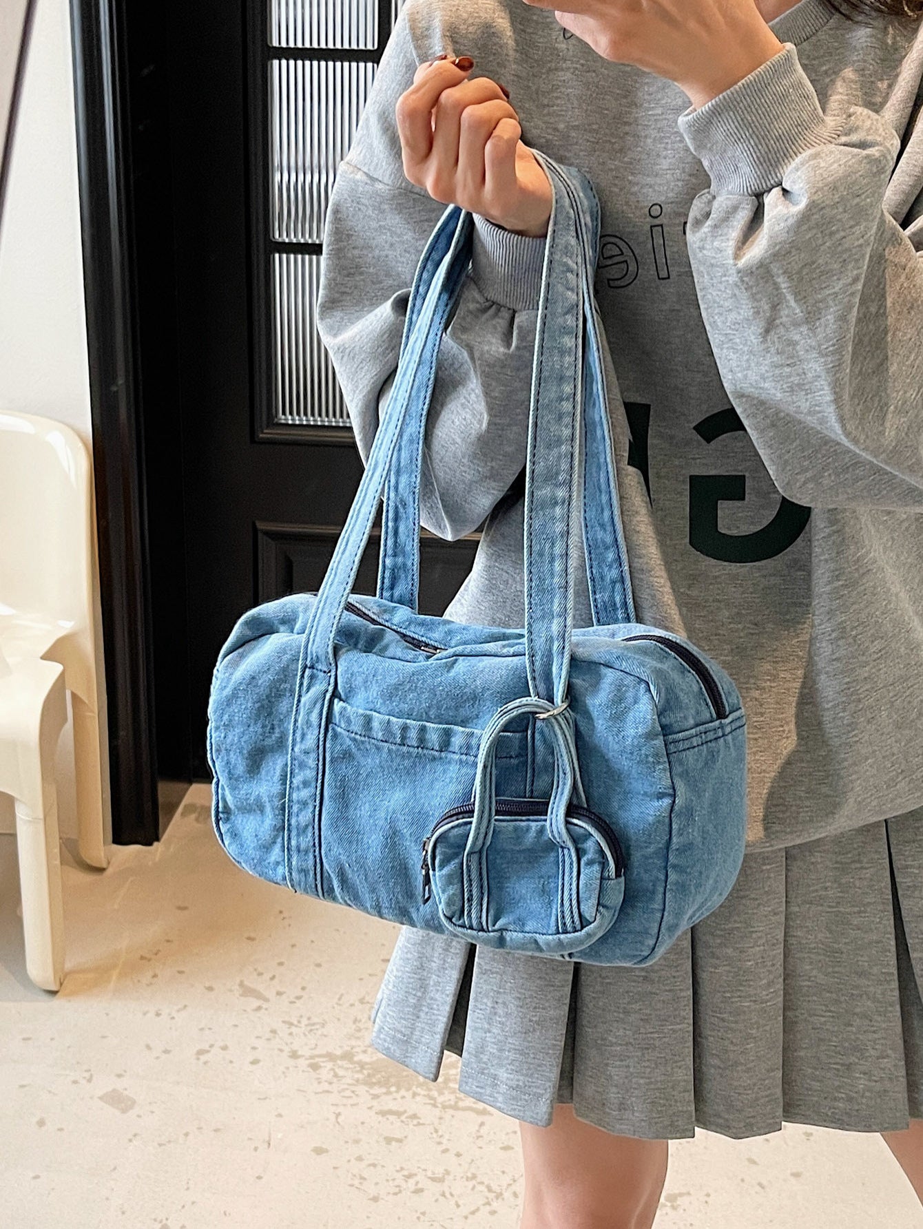 Women's Denim Retro Washed Niche Storage Multifunctional Women's Shoulder Bag