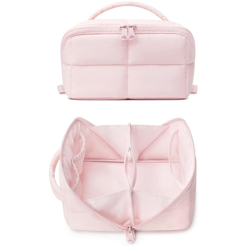 Candy Color Quilted Cotton Bubble Storage Makeup Bag