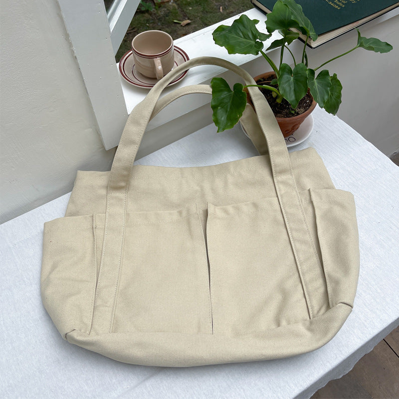 Women's Solid Color Canvas Leisure Commute Shopping Simple Women's Shoulder Bag