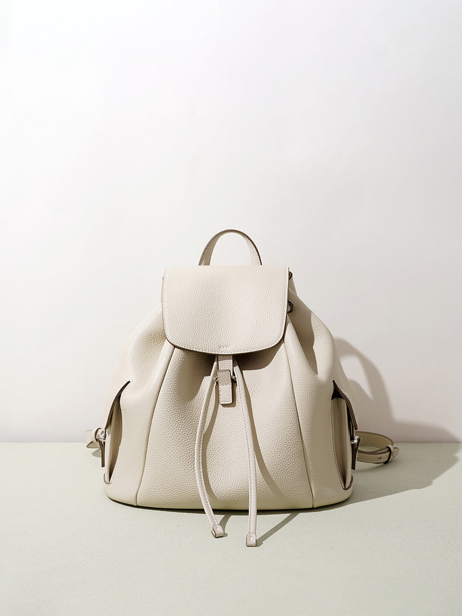 Women's Korean Style Minority Commuter Leather Drawstring Artistic Women's Backpack