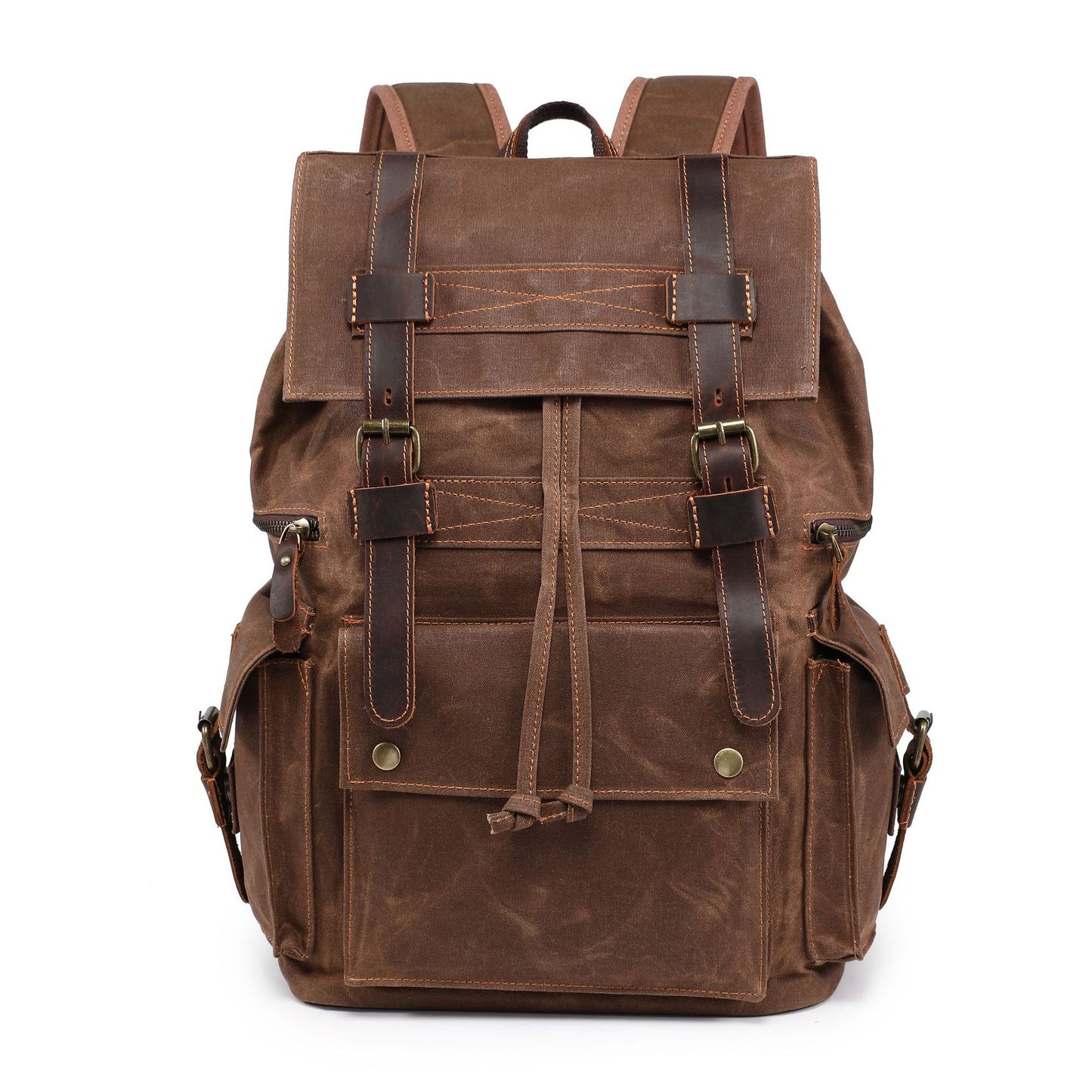 Women's & Men's American Retro Beeswax Canvas Computer Crazy Horse Genuine Leather Bags