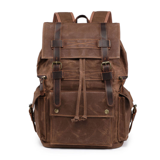 Women's & Men's American Retro Beeswax Canvas Computer Crazy Horse Genuine Leather Bags