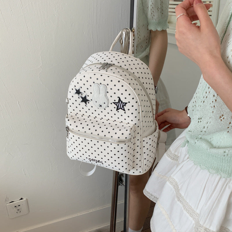 Rabbit Polka Dot Simple Large Capacity Lightweight Women's Backpack