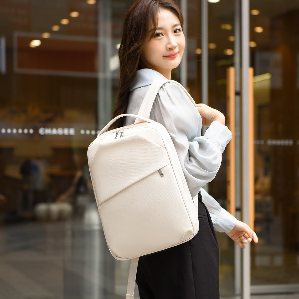 Women's Waterproof Derm Solid Color Commuter Business Backpack