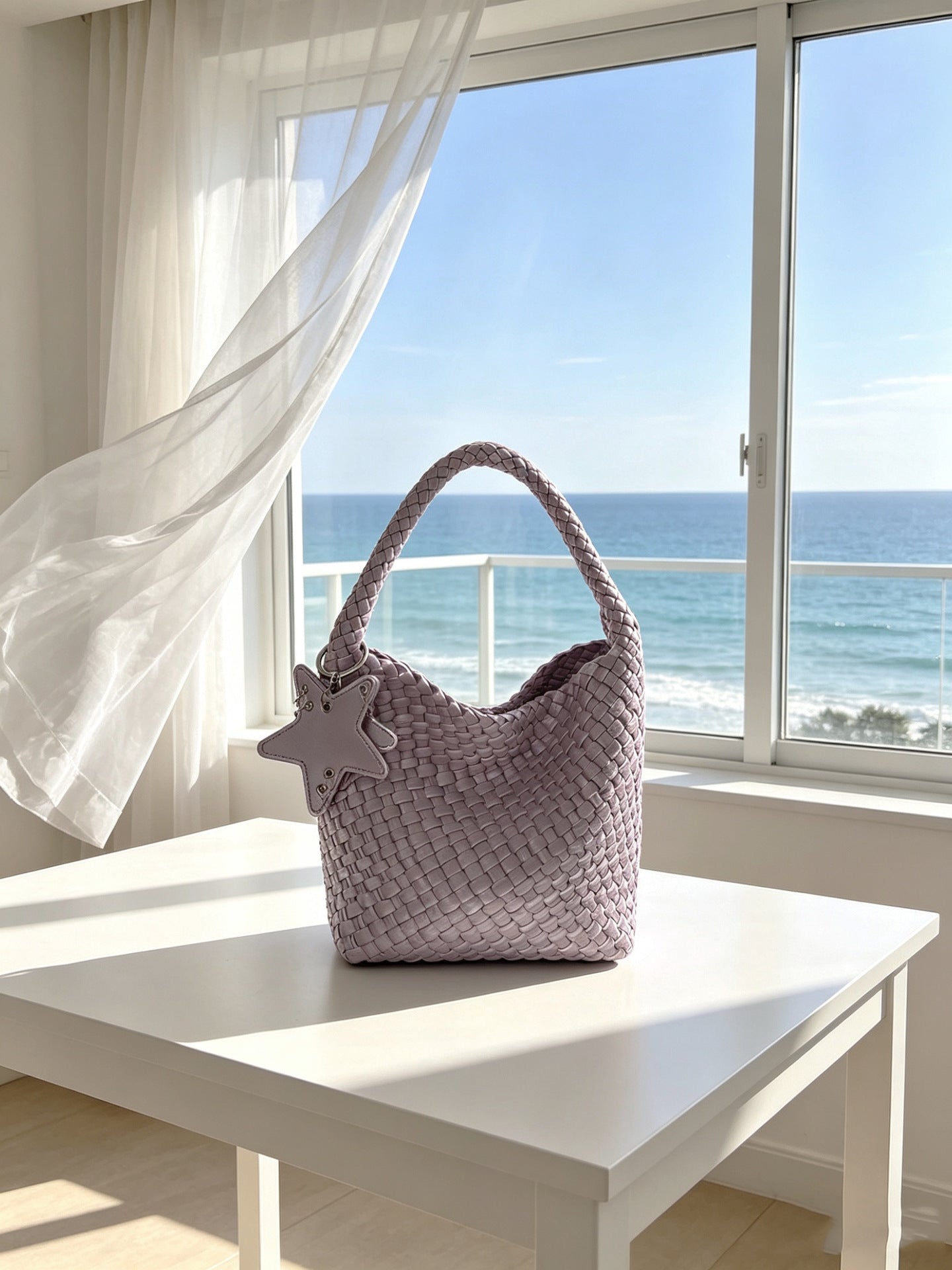 Women's Mermaid Handmade Woven Underarm Large Capacity Bucket Bag