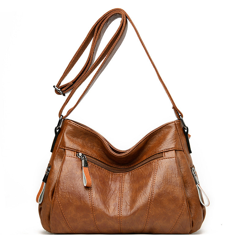 Women's Washed Soft Leather Multifunctional Large Capacity Women's Messenger Bag