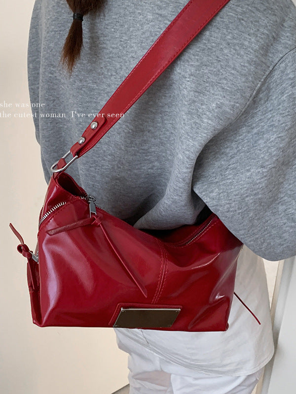Women's Retro Red Fashion Commuter Versatile Large Underarm Bag