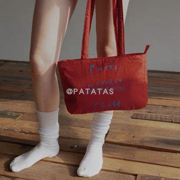 Women's Retro Washed Cotton Canvas Puff Lazy Simple Zipper Bags