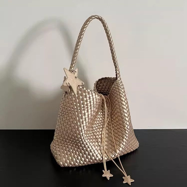 Women's Gun Champagne Hand-woven Large Capacity High-grade Tote Bag