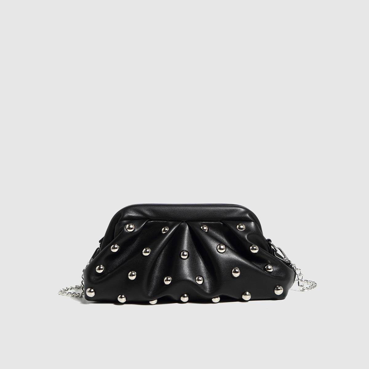 Women's Rivet Mushroom Nail Hand Chain Pleated Bags