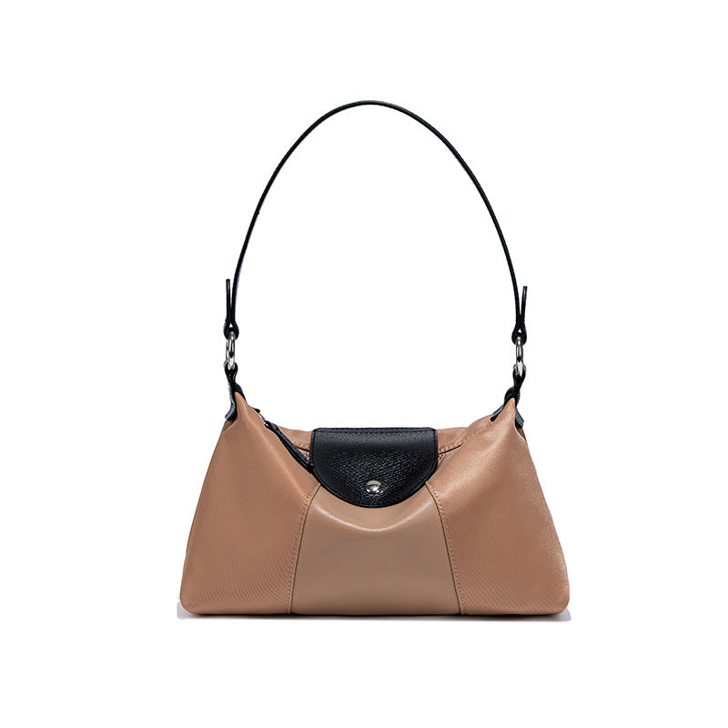 Women's Contrast Color Daily Commuter Lunch Box Dumpling Versatile High Quality Underarm Bag