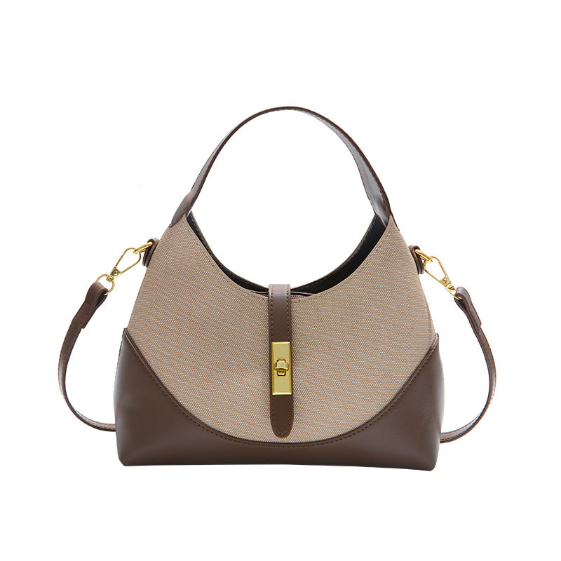 Women's Contrast Color Design Dumpling Making Commute Underarm Bag