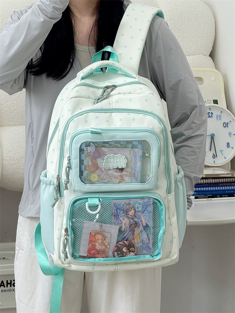 Fresh Sweet Dopamine Transparent Bar Cartoon Junior Large Leisure Backpack