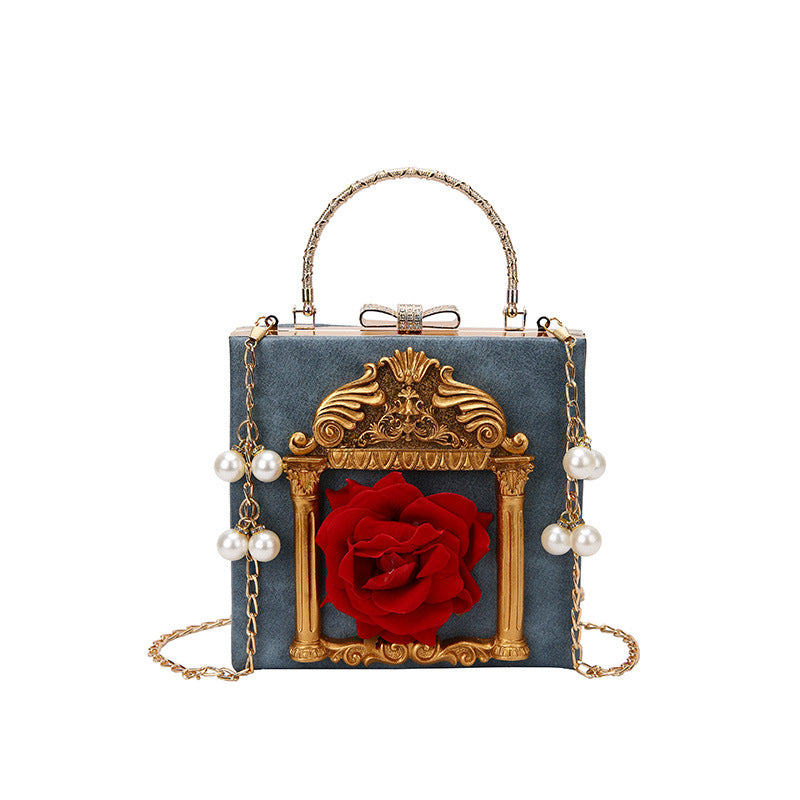 Women's Dinner Retro Diamonds Pearl Chain Fashion Women's Messenger Bag