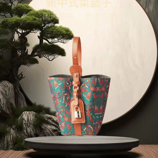 Chinese Style Shu Jin Vegetable Basket National Cheongsam Song Dynasty Women's Shoulder Bag