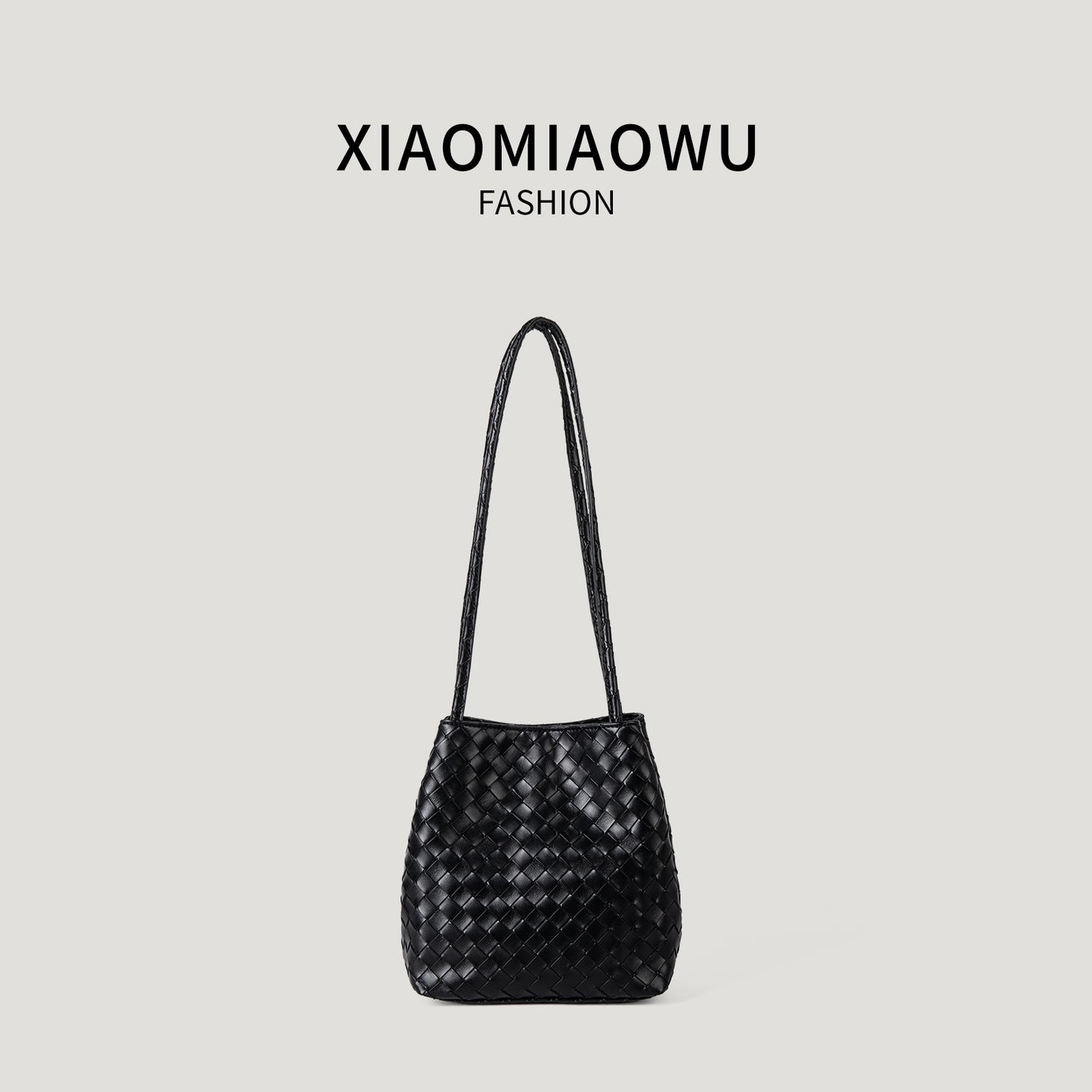 Women's High-grade Sense Woven Soft Leather Fashion Commuter Bucket Bag