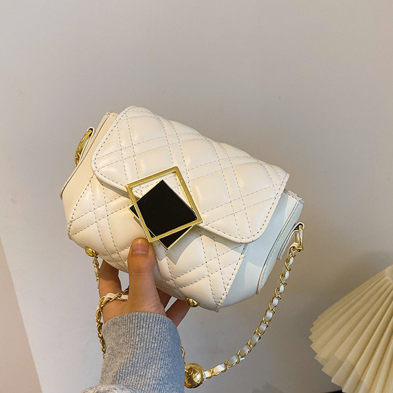 Women's Rhombic Chain Summer Fashion Trendy White Women's Shoulder Bag