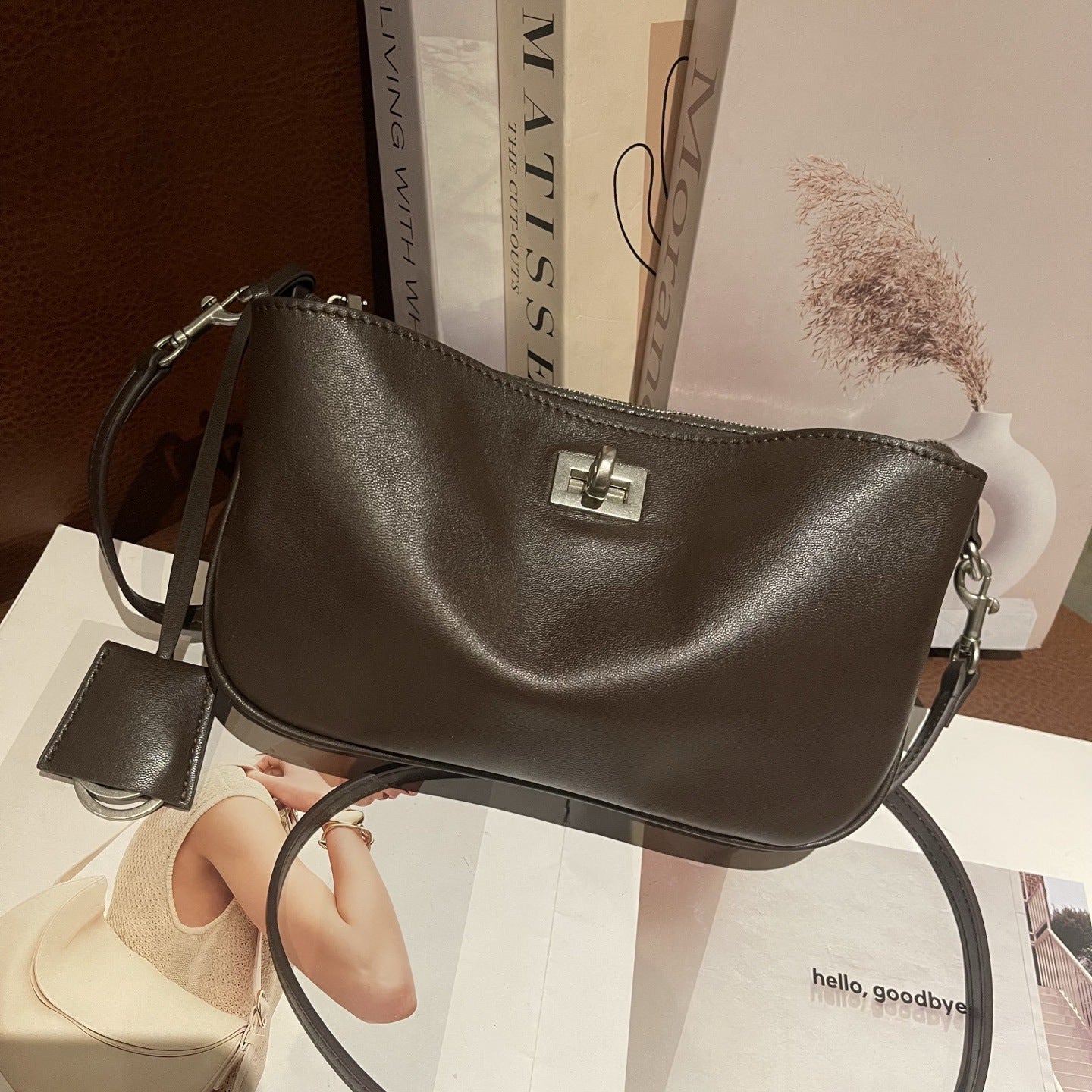 First Layer Vegetable Tanning Leather Kelly Genuine Underarm Bag