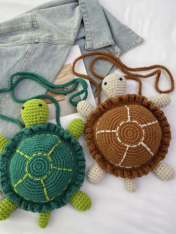 Women's Cute Little Turtle Knitted Tide Woven Finished Cartoon Western Underarm Bag
