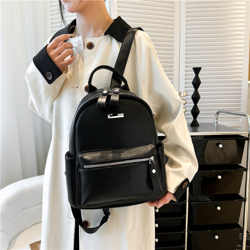 Women's Fashionable Simple Large Capacity Solid Color Korean Style High Texture Women's Backpack