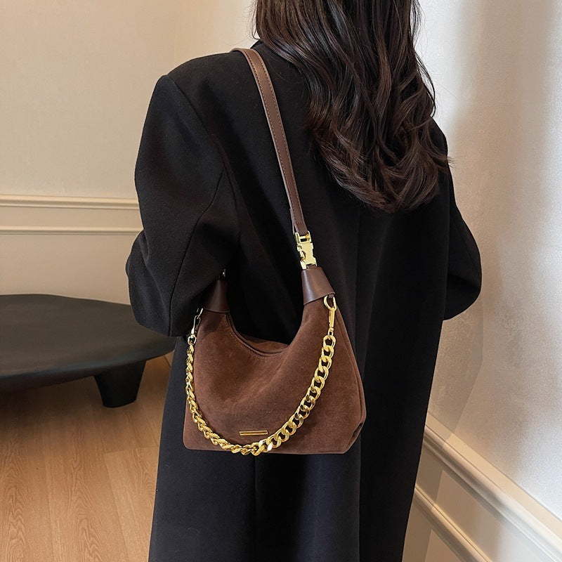 Women's French Minority Suede Fashion Retro Textured Underarm Bag