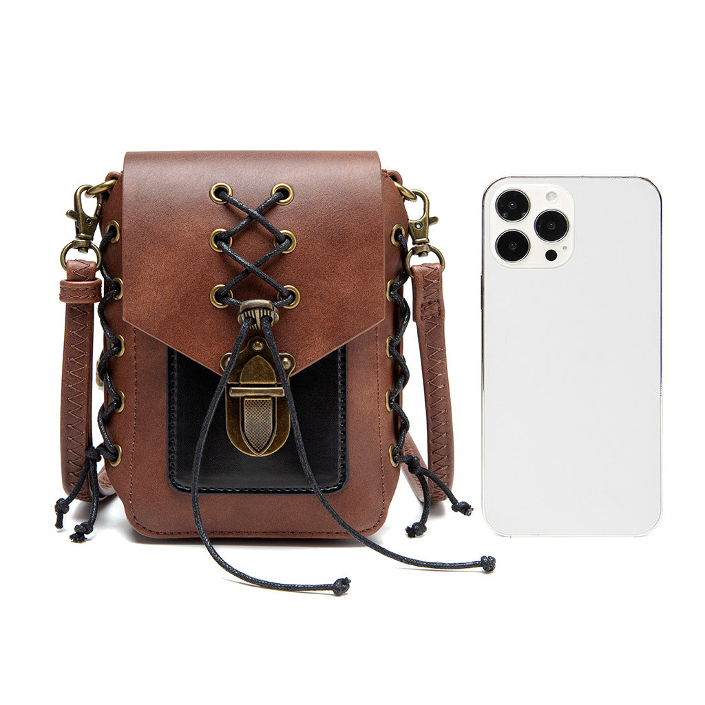 Women's Medieval Contrast Color Leather Industrial Retro Small Square Bags