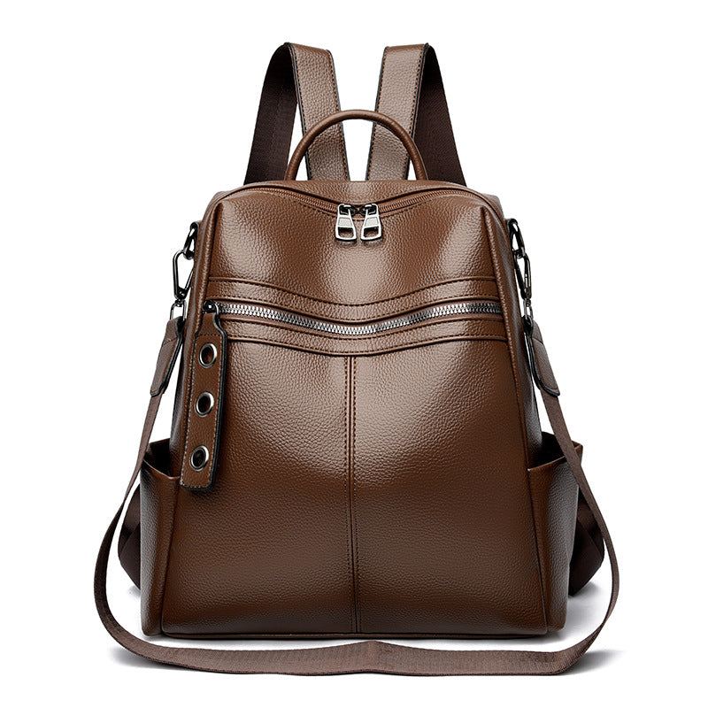 Women's Texture Soft Leather Large Capacity Travel Bags