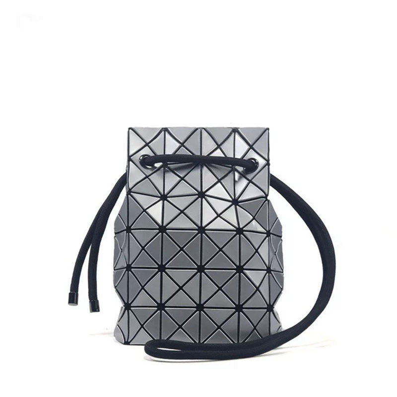 Women's House Drawstring Geometric Cutting Piece Type Large Bucket Bag