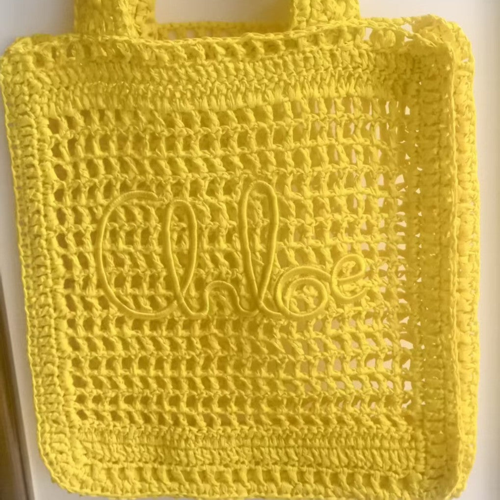 Straw Hollow Woven Large Capacity Three-dimensional Letters Women's Shoulder Bag