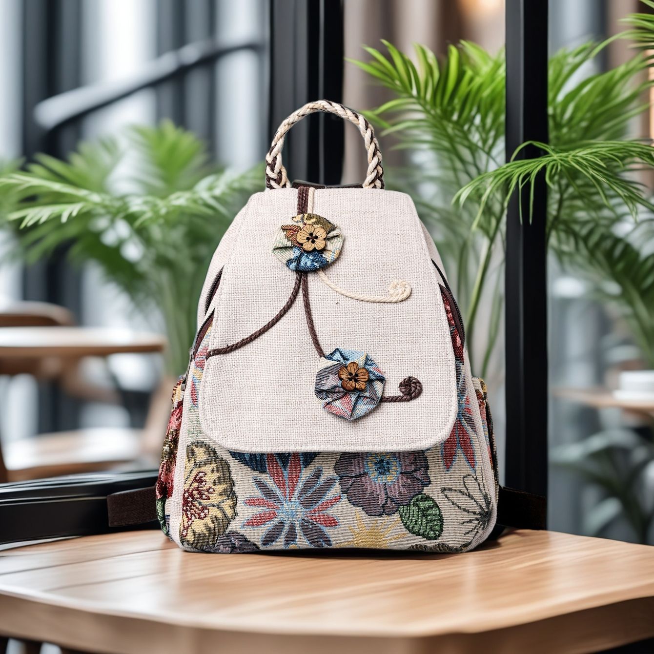 Women's Ethnic Style Retro Embroidered Flower Chinese Versatile Artistic Backpacks