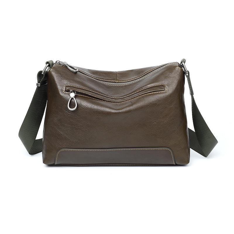 Men's Fashion Horizontal First Layer Cowhide Simple Large Men's Messenger Bag